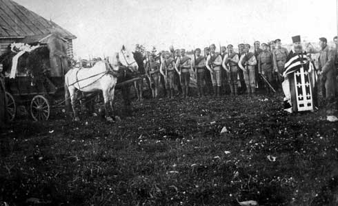 Вывоз тела штабс-капитана Подбелло на станцию Вилейка