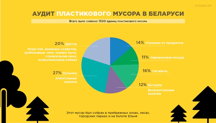 Пластиковый мусор, найденный во время аудита в природных условиях. Сентябрь, 2019 года Инфографика: Татьяна Кузнецова